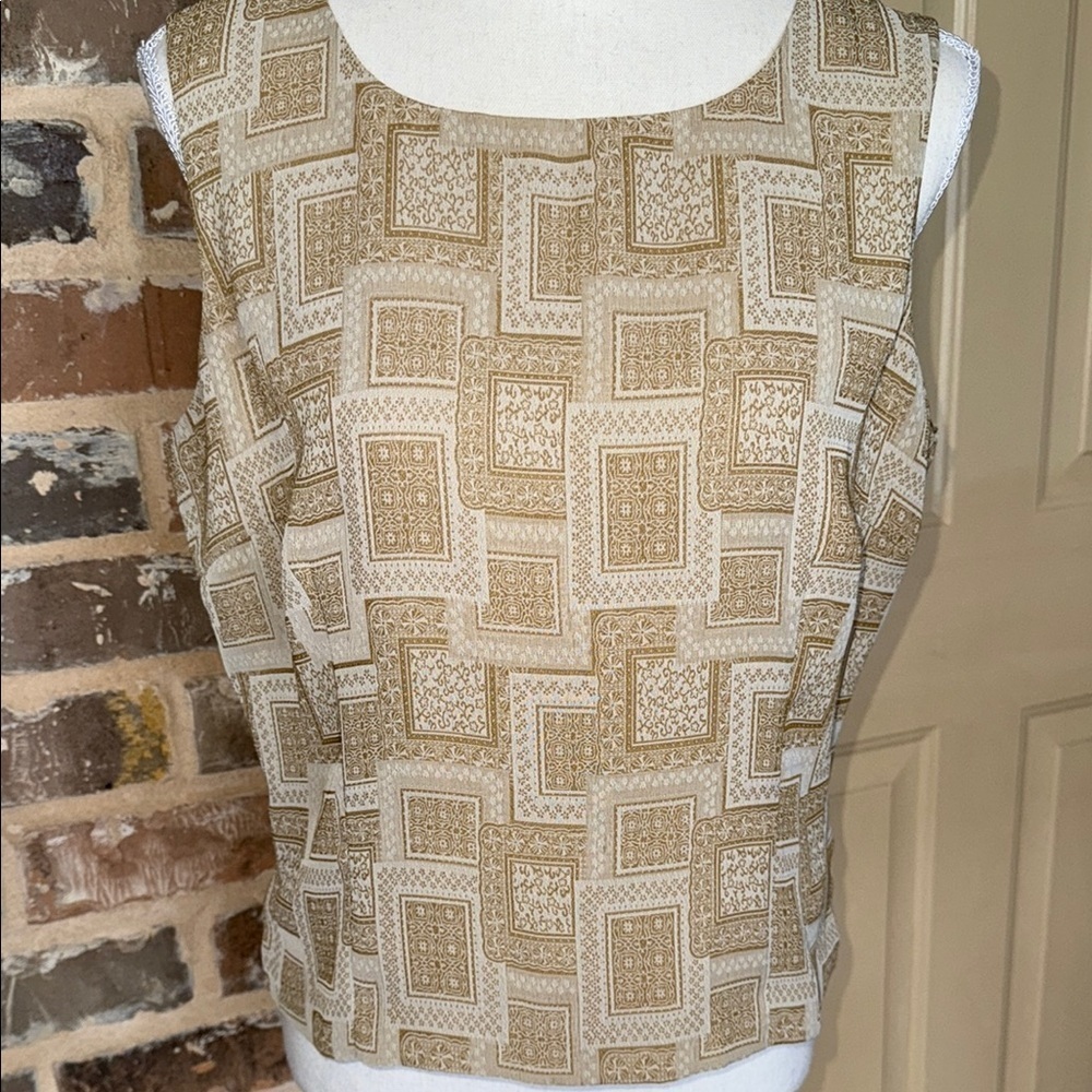 Vintage Mable High Fashion Italian Designer Tan Sleeveless Top Italian 42 US 6